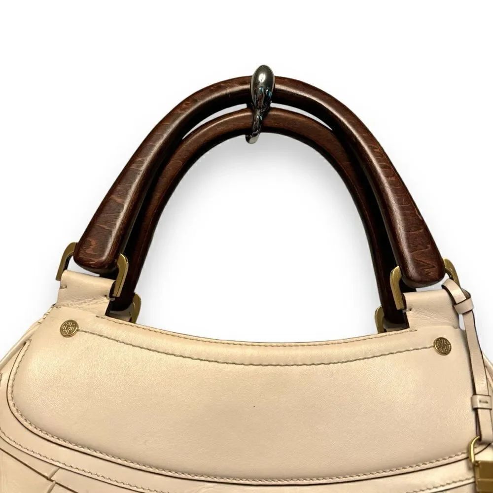 Cole Haan Woven White Leather Tote Bag Purse - Picture 6 of 7